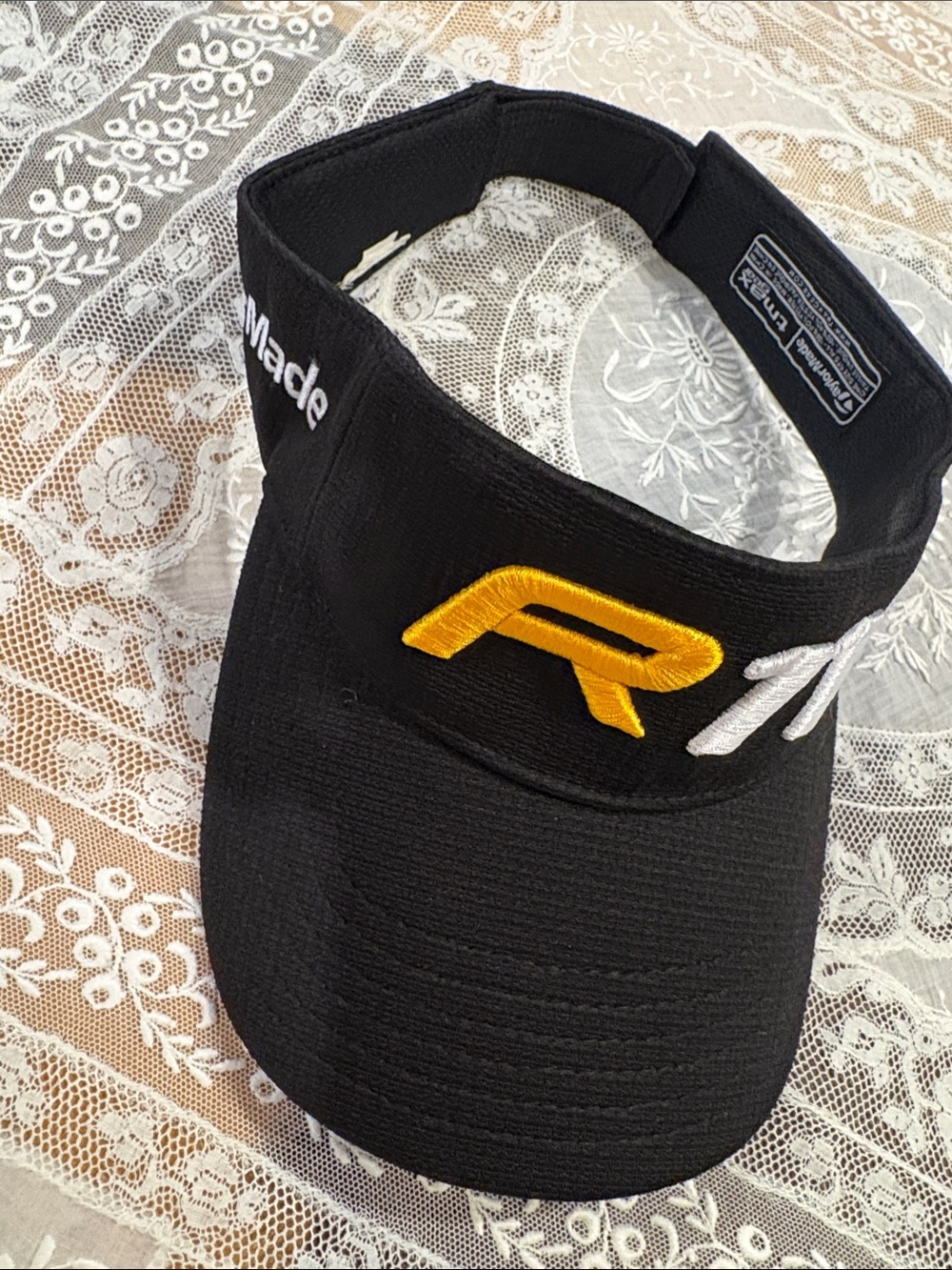 TaylorMade Black Visor with Yellow 'R' Logo